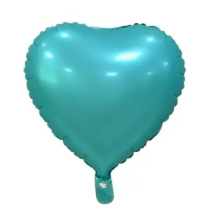 Globo de aluminio con forma de corazón, color turquesa satinado, 18" / 37 cm