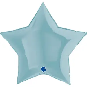Globo de aluminio con forma de estrella, color azul pastel, 91 cm