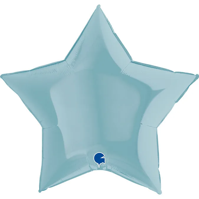 Globo de aluminio con forma de estrella, color azul pastel, 91 cm