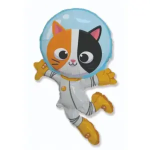 Globo de aluminio con forma de gato astronauta, 38x22" / 96x57 cm