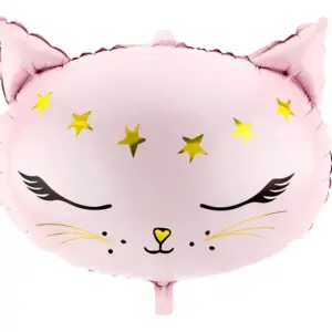 Globo de aluminio con forma de gato rosa, gatito, 48 x 39 cm