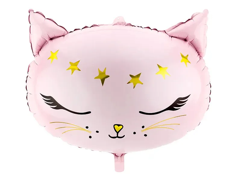Globo de aluminio con forma de gato rosa, gatito, 48 x 39 cm