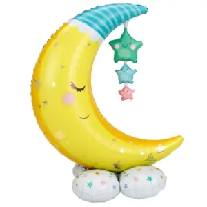 Globo de aluminio con forma de luna y estrellas, AirLoonz, 55" / 139 cm