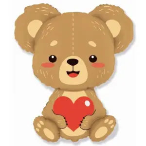 Globo de aluminio con forma de oso y corazón, 61 cm