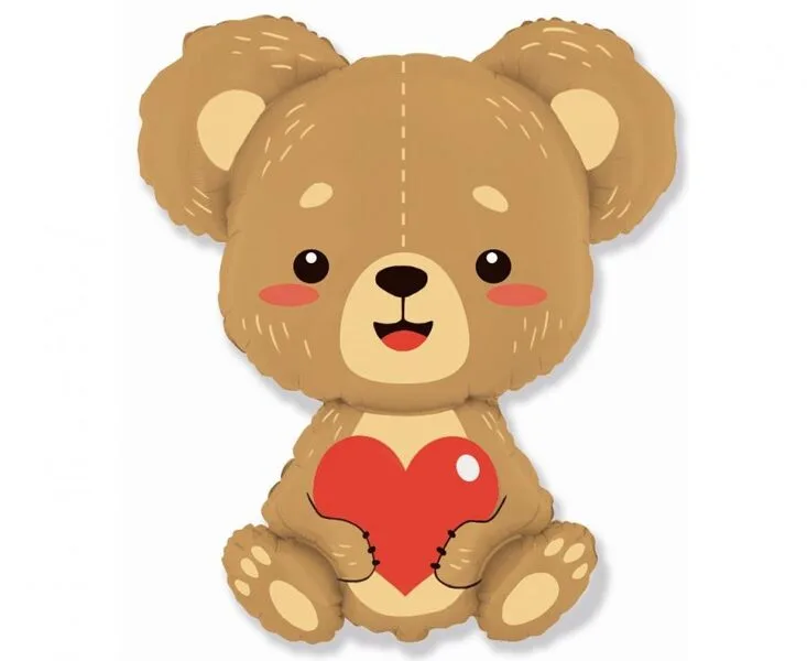 Globo de aluminio con forma de oso y corazón, 61 cm