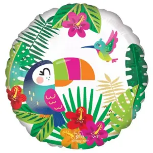 Globo de aluminio con forma de tucán o loro, redondo, 43 cm