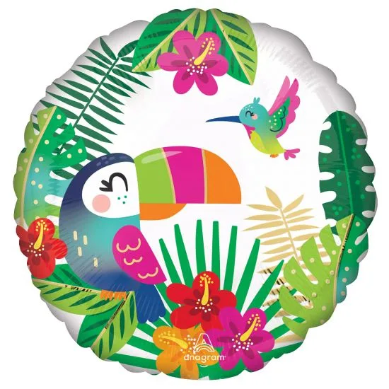Globo de aluminio con forma de tucán o loro, redondo, 43 cm
