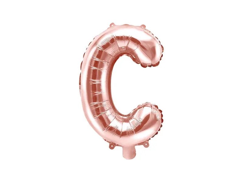 Globo de aluminio con la letra "C", 35 cm, color oro rosa