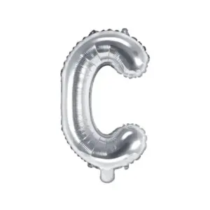 Globo de aluminio con la letra "C", 35 cm, color plata