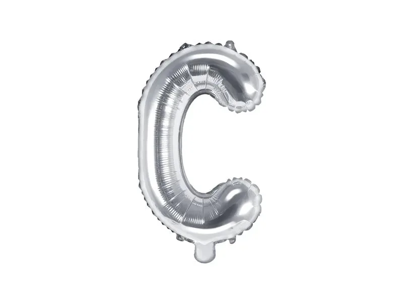 Globo de aluminio con la letra "C", 35 cm, color plata