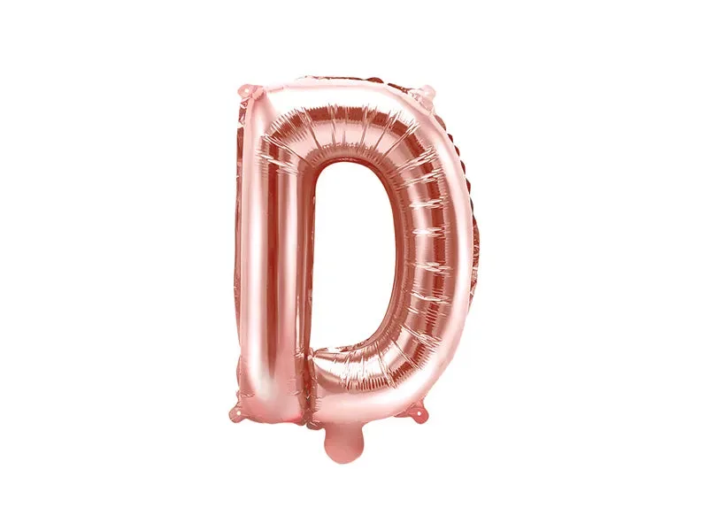 Globo de aluminio con la letra "D", 35 cm, color oro rosa