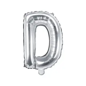 Globo de aluminio con la letra "D", 35 cm, color plata