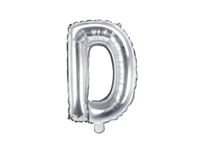 Globo de aluminio con la letra "D", 35 cm, color plata