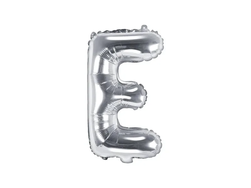 Globo de aluminio con la letra "E", 35 cm, color plata