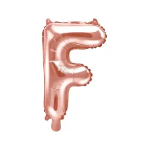 Globo de aluminio con la letra "F", 35 cm, color oro rosa