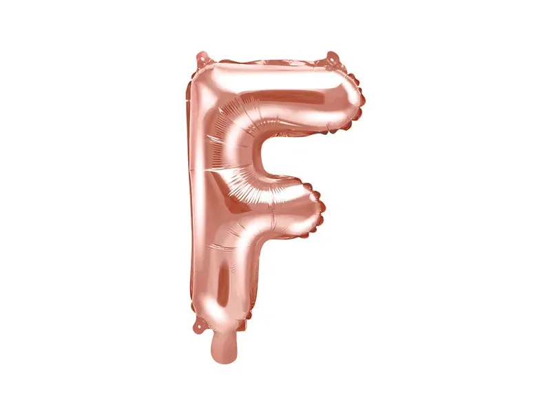 Globo de aluminio con la letra "F", 35 cm, color oro rosa