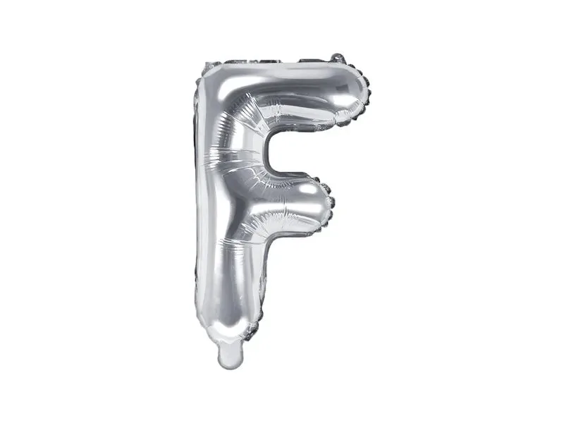 Globo de aluminio con la letra "F", 35 cm, color plata
