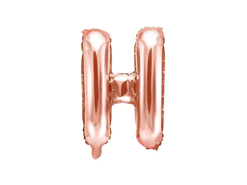 Globo de aluminio con la letra "H", 35 cm, color oro rosa