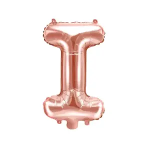Globo de aluminio con la letra "I", 35 cm, color oro rosa