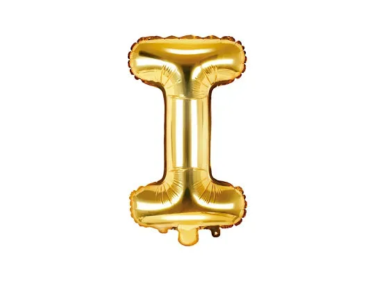Globo de aluminio con la letra "I", 35 cm, dorado