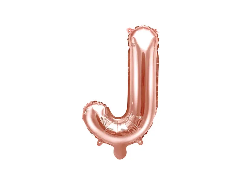 Globo de aluminio con la letra "J", 35 cm, color oro rosa