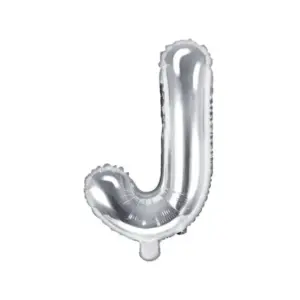Globo de aluminio con la letra "J", 35 cm, color plata