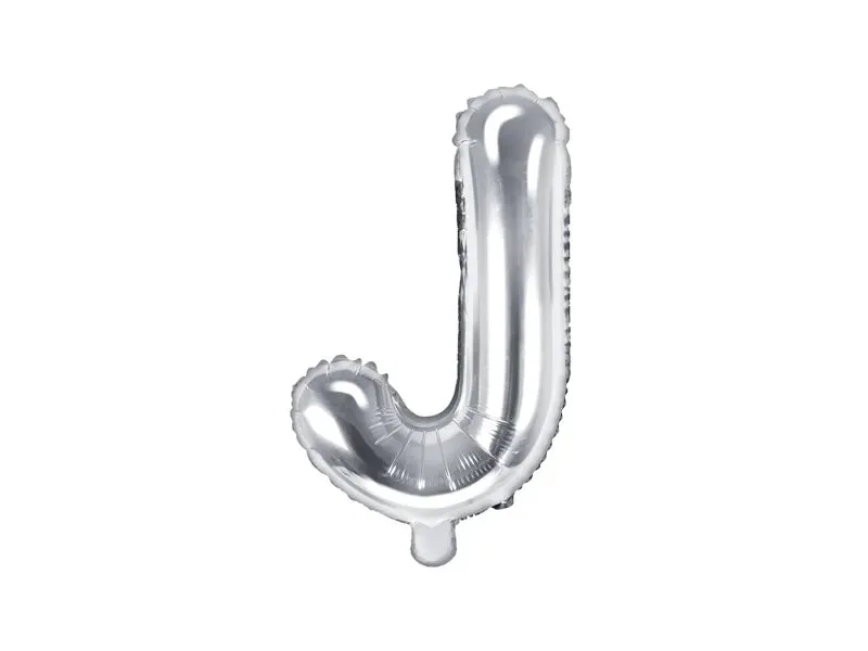 Globo de aluminio con la letra "J", 35 cm, color plata