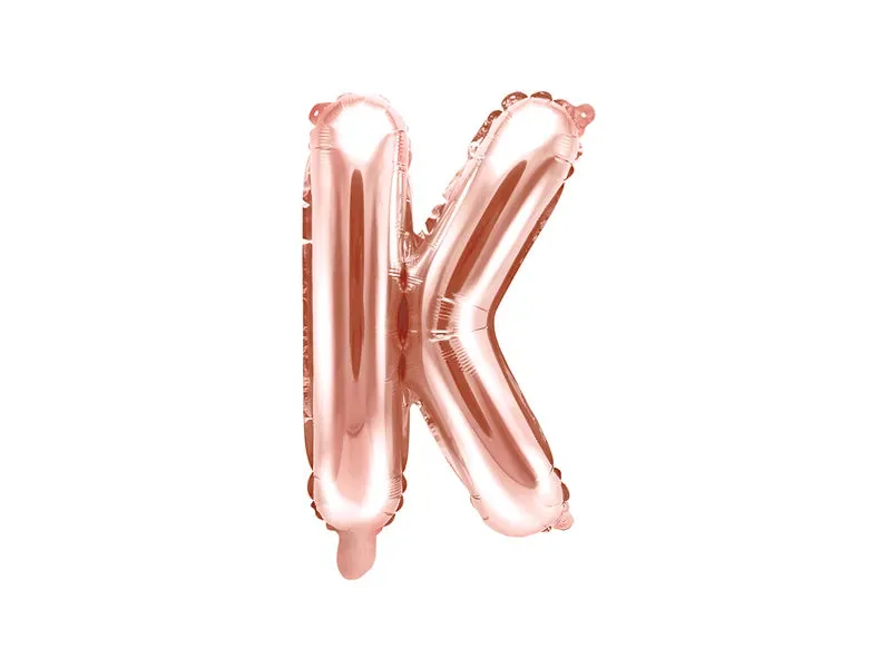 Globo de aluminio con la letra "K", 35 cm, color oro rosa