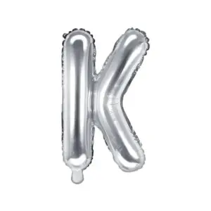 Globo de aluminio con la letra "K", 35 cm, color plateado
