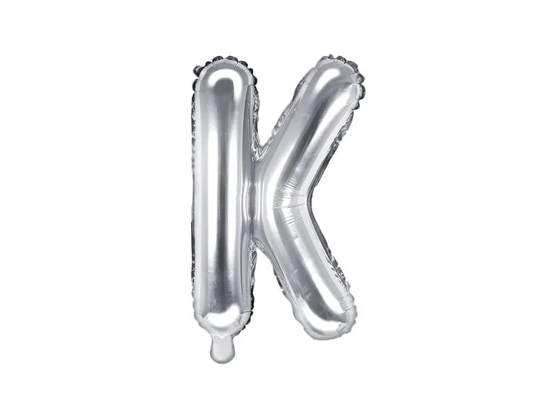 Globo de aluminio con la letra "K", 35 cm, color plateado