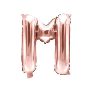 Globo de aluminio con la letra "M", 35 cm, color oro rosa