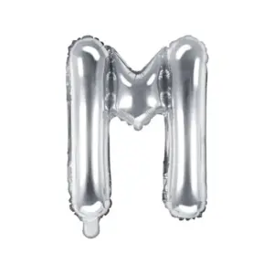 Globo de aluminio con la letra "M", 35 cm, color plata