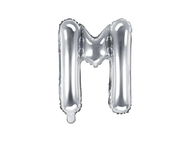 Globo de aluminio con la letra "M", 35 cm, color plata