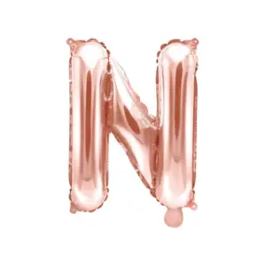 Globo de aluminio con la letra "N", 35 cm, color oro rosa