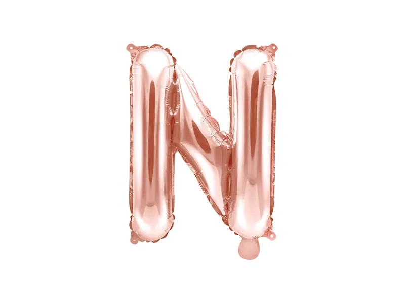 Globo de aluminio con la letra "N", 35 cm, color oro rosa