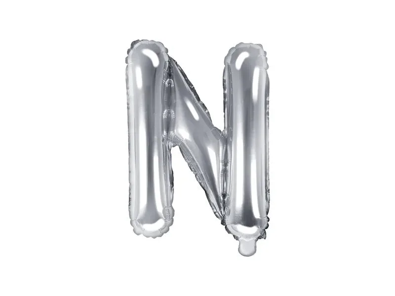 Globo de aluminio con la letra "N", 35 cm, color plata