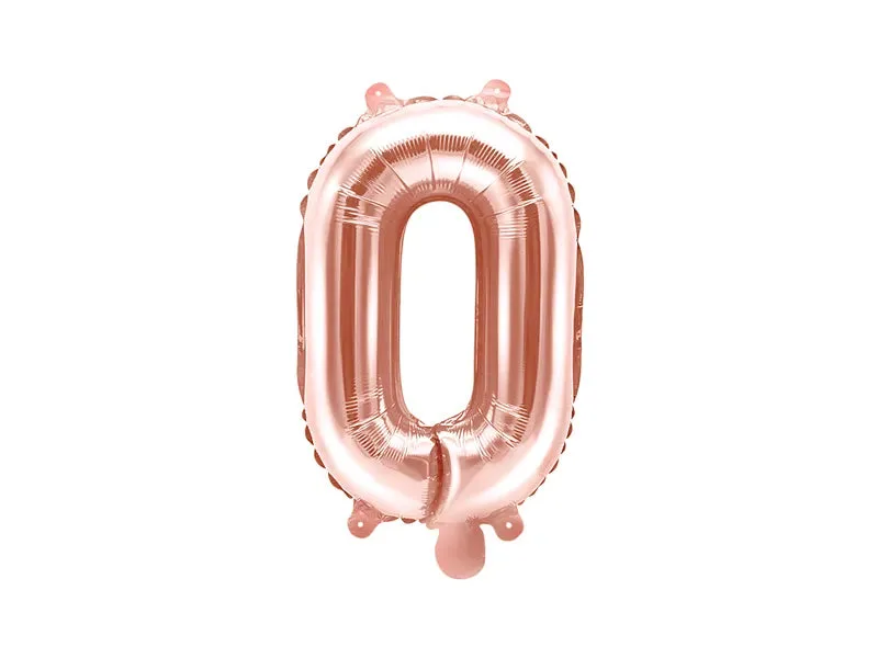 Globo de aluminio con la letra "O", 35 cm, color oro rosa