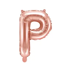 Globo de aluminio con la letra "P", 35 cm, color oro rosa