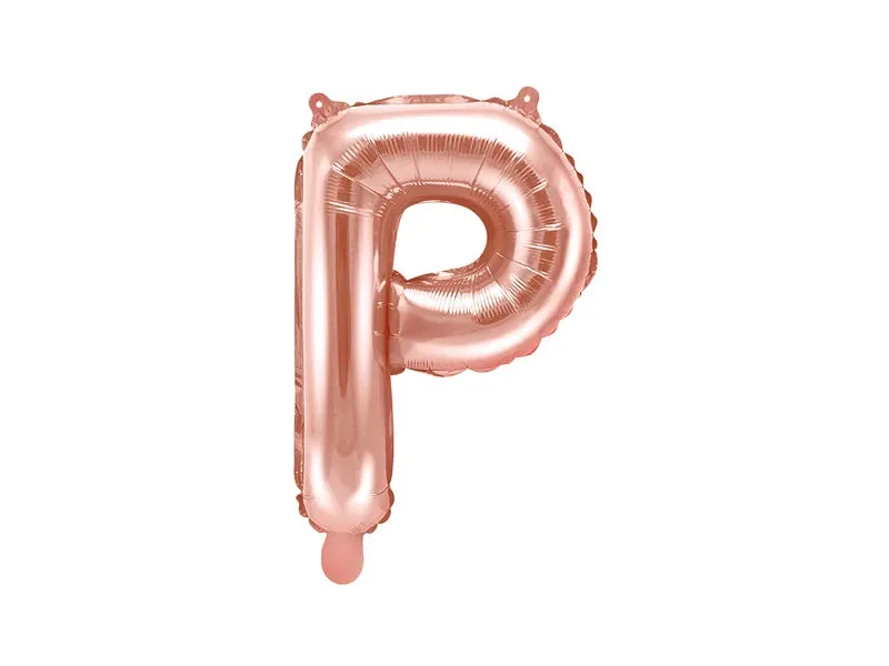 Globo de aluminio con la letra "P", 35 cm, color oro rosa