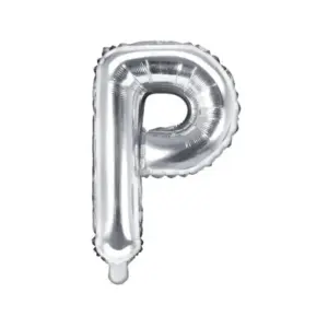 Globo de aluminio con la letra "P", 35 cm, color plata