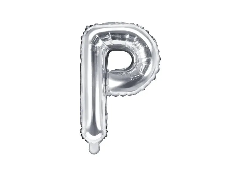 Globo de aluminio con la letra "P", 35 cm, color plata