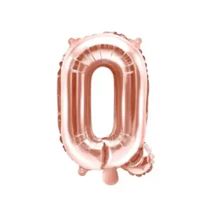 Globo de aluminio con la letra "Q", 35 cm, color oro rosa