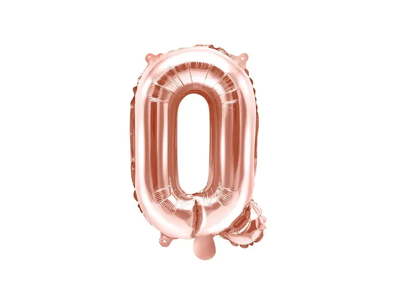 Globo de aluminio con la letra "Q", 35 cm, color oro rosa