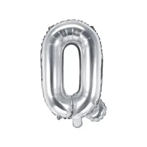 Globo de aluminio con la letra "Q", 35 cm, color plata
