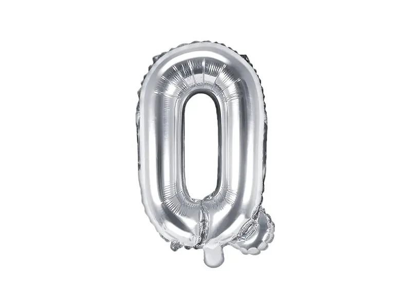 Globo de aluminio con la letra "Q", 35 cm, color plata