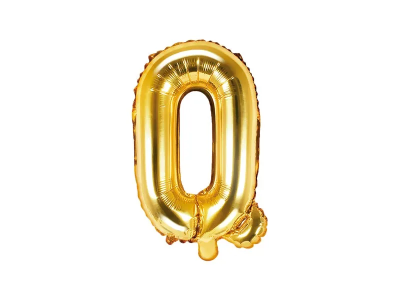 Globo de aluminio con la letra "Q", 35 cm, dorado