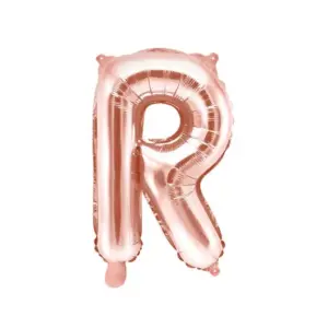 Globo de aluminio con la letra "R", 35 cm, color oro rosa
