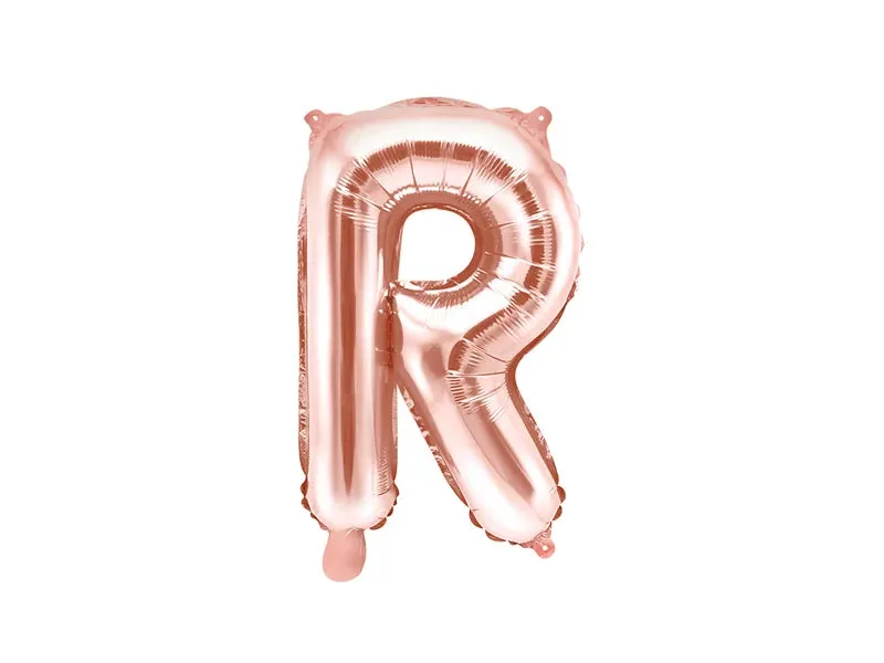 Globo de aluminio con la letra "R", 35 cm, color oro rosa