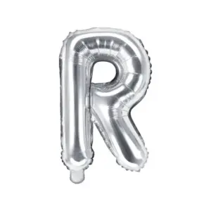 Globo de aluminio con la letra "R", 35 cm, color plata