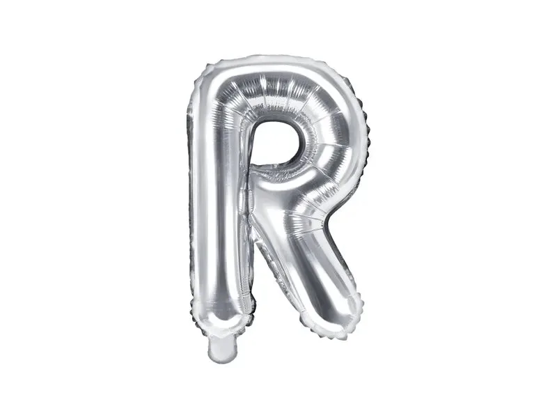 Globo de aluminio con la letra "R", 35 cm, color plata